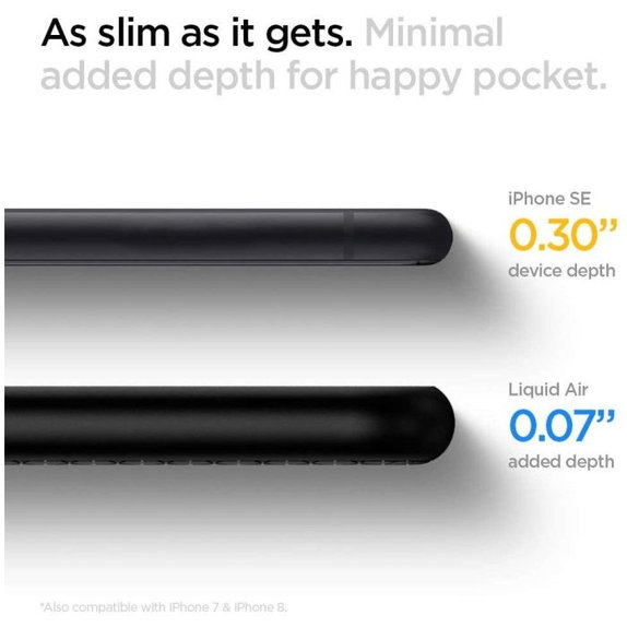 Spigen - Ovitek Liquid Air za iPhone 7, 8, SE 2020 & SE 2022, črna