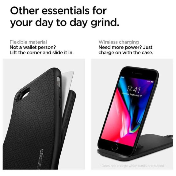 Spigen - Ovitek Liquid Air za iPhone 7, 8, SE 2020 & SE 2022, črna