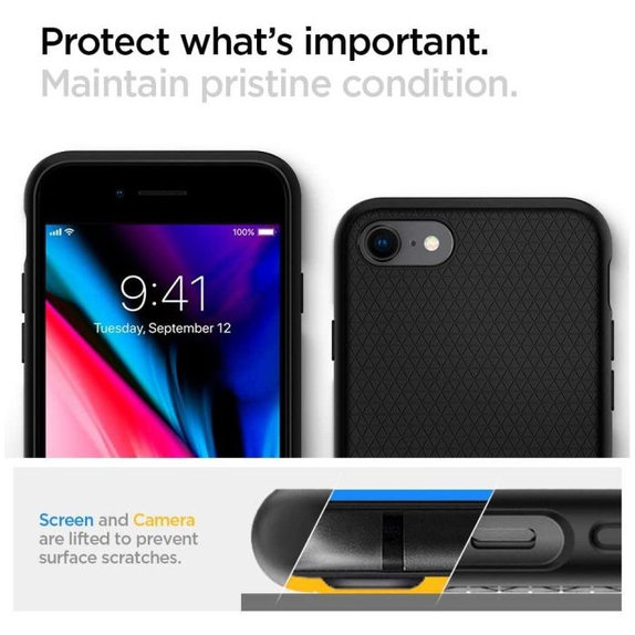 Spigen - Ovitek Liquid Air za iPhone 7, 8, SE 2020 & SE 2022, črna