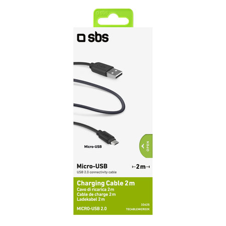 SBS - Micro-USB / USB kabel (2m), črn