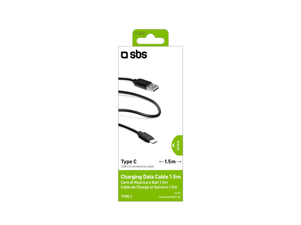 SBS - USB-C / USB kabel (1,5 m), črn