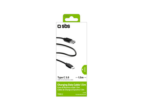 SBS - USB-C / USB kabel (1,5 m), črn