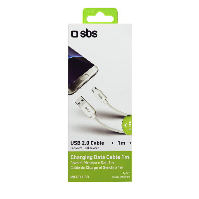 SBS - Micro-USB / USB kabel (1m), bel