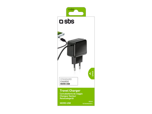 SBS - 5W polnilni adapter z mikro-USB, črn