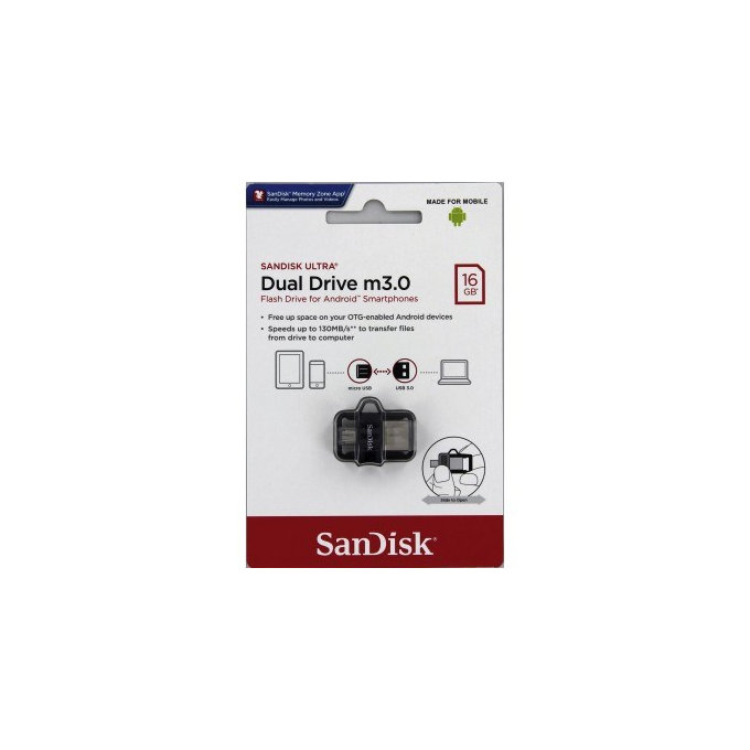 SanDisk - Ultra Dual 16 GB, mikro USB