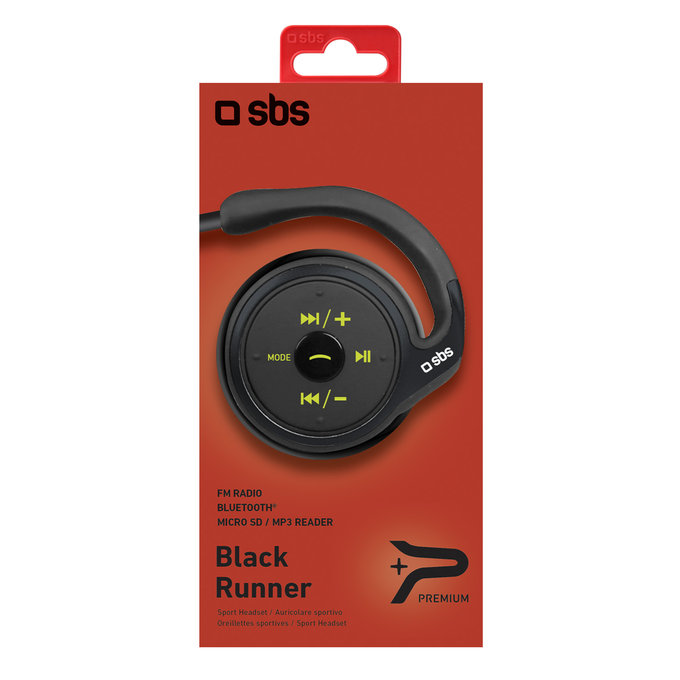 SBS - Športne Bluetooth slušalke Black Runner, črne