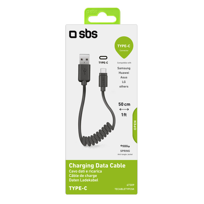 SBS - USB-C / USB kabel (0,5 m), črn