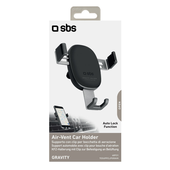 SBS - Gravity Car Holder, Universal for Ventilation, črn
