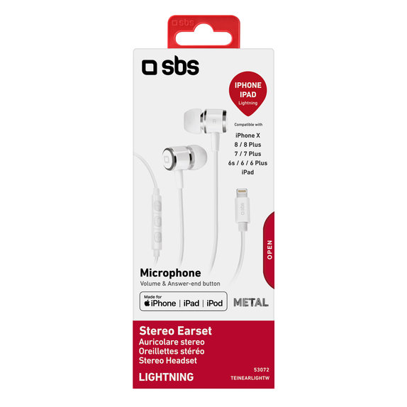 SBS - Slušalke z mikrofonom, Lightning, bele