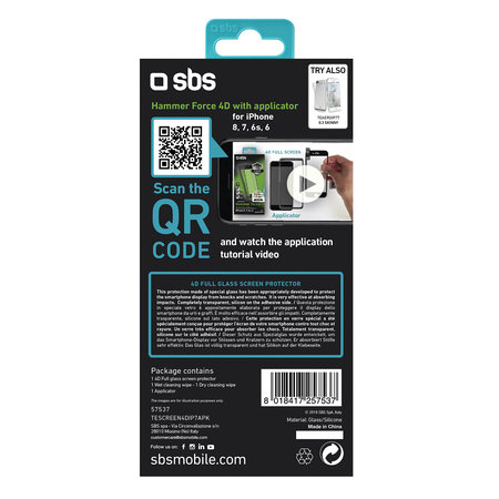 SBS - Tempered Glass 4D Full Glass za iPhone 6, 6s, 7, 8, SE 2020 in SE 2022, črna