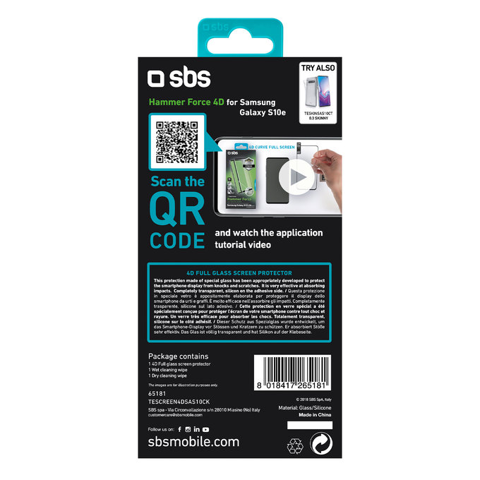 SBS - Tempered Glass 4D Full Glass za Samsung Galaxy S10e, črne barve