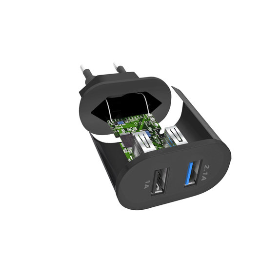 SBS - 10W polnilni adapter 2x USB, črn