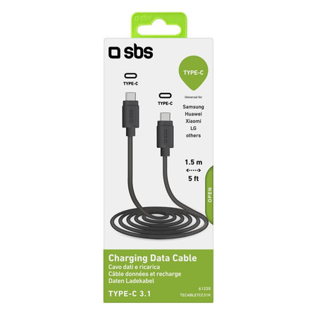 SBS - kabel USB-C / USB-C (1,5 m), črn