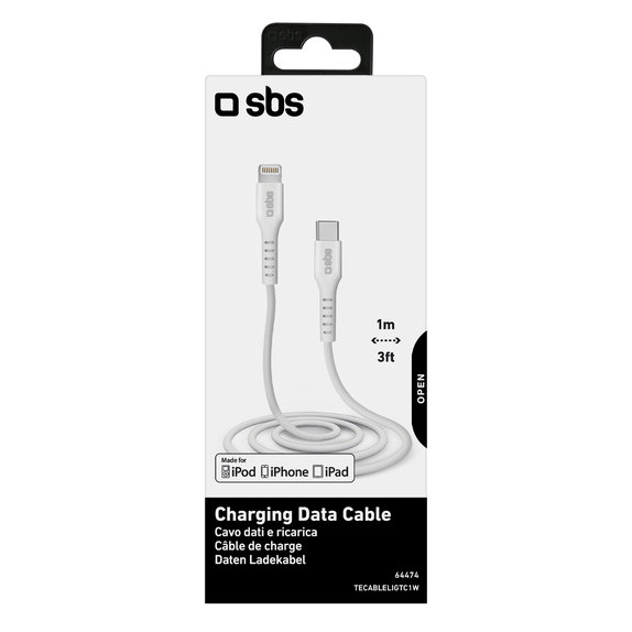 SBS - Kabel Lightning / USB-C (1m), bel