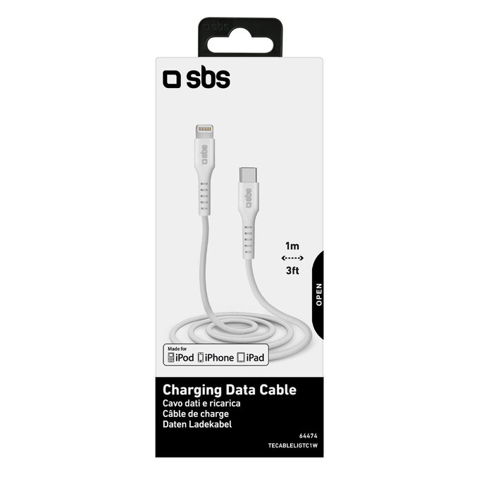 SBS - Kabel Lightning / USB-C (1m), črn