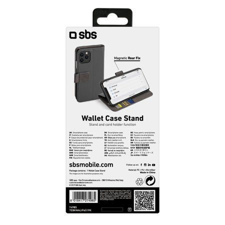 SBS - Ovitek Wallet Stand za iPhone 11 Pro Max, črn