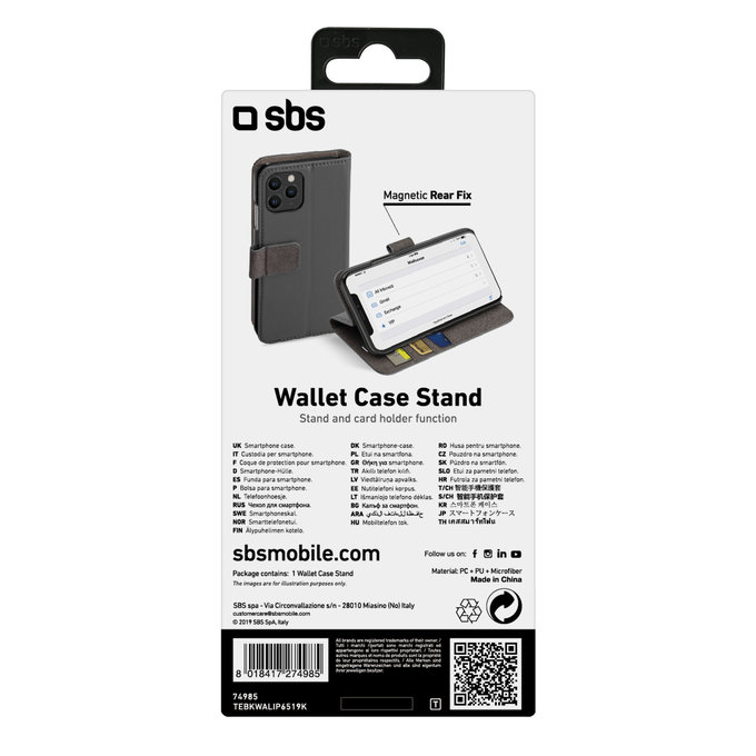 SBS - Ovitek Wallet Stand za iPhone 11 Pro Max, črn