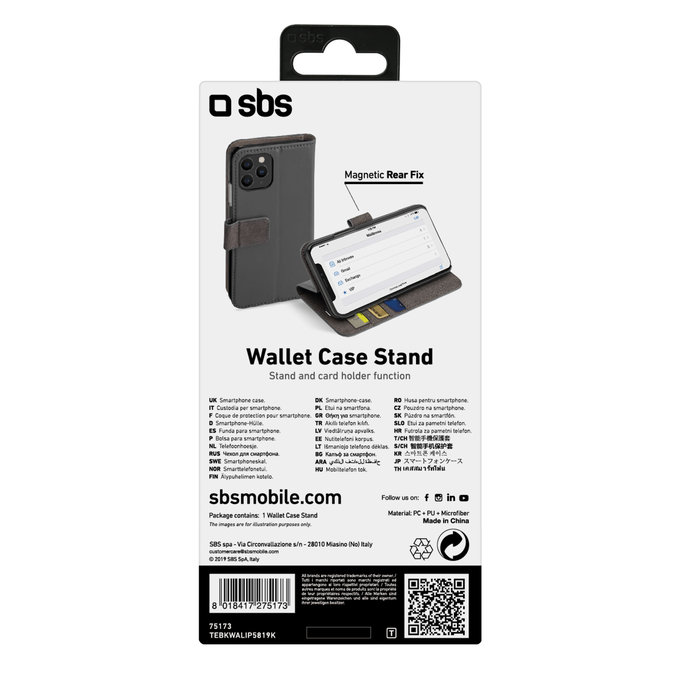 SBS - Ovitek Wallet Stand za iPhone 11 Pro, črn