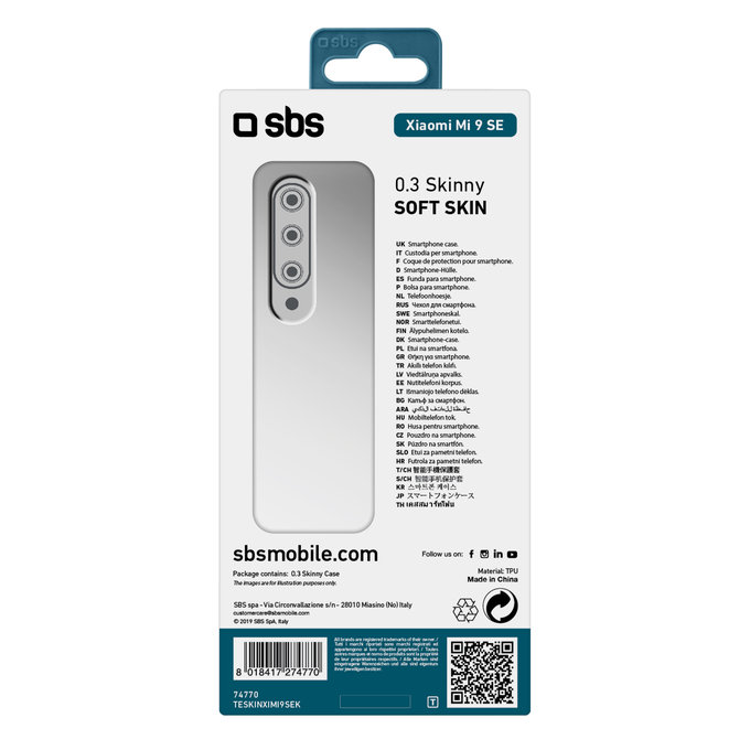SBS - Skinny ovitek za Xiaomi MI 9 SE, prozoren