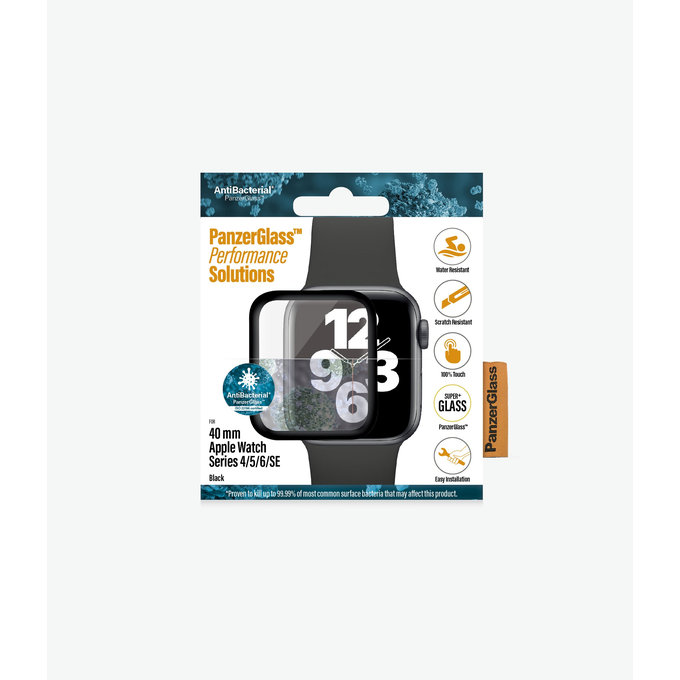 PanzerGlass - Tempered Glass Full Silicone  za Apple Watch Series 4, 5, 6, SE (1. gen) in SE (2. gen) 40mm, črna