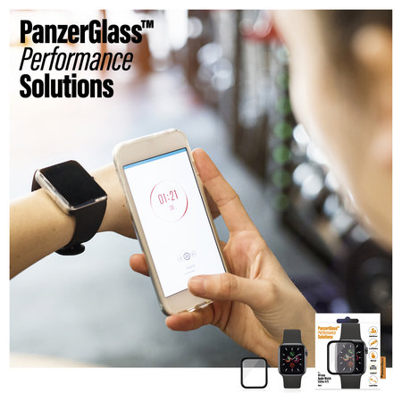 PanzerGlass - Tempered Glass Full Silicone za Apple Watch Series 4, 5, 6, SE (1. gen) in SE (2. gen) 44mm, črna