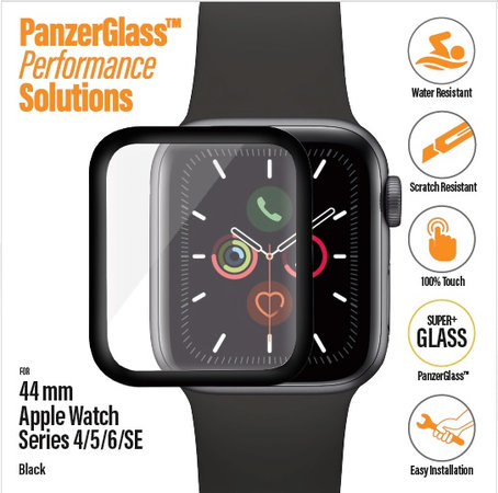 PanzerGlass - Tempered Glass Full Silicone za Apple Watch Series 4, 5, 6, SE (1. gen) in SE (2. gen) 44mm, črna