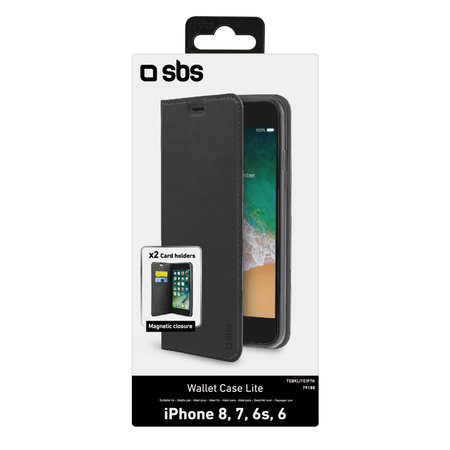 SBS - Ovitek Book Wallet Lite za iPhone 6, 6s, 7, 8, SE 2020 in SE 2022, črn