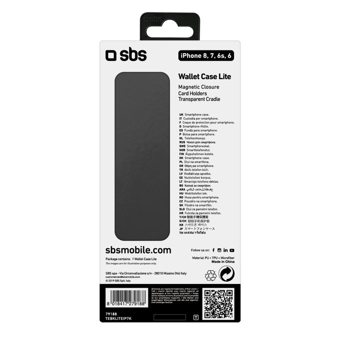 SBS - Ovitek Book Wallet Lite za iPhone 6, 6s, 7, 8, SE 2020 in SE 2022, črn