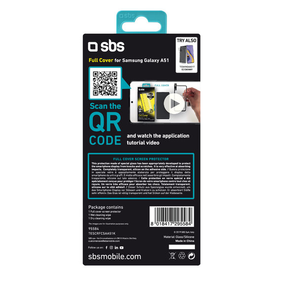 SBS - Full Cover Tempered Glass za Samsung Galaxy A51, A52 in A52 5G, črna