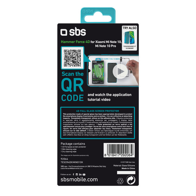 SBS - Tempered Glass 4D Full Glass za Xiaomi Mi Note 10, Mi Note 10 Pro, črna