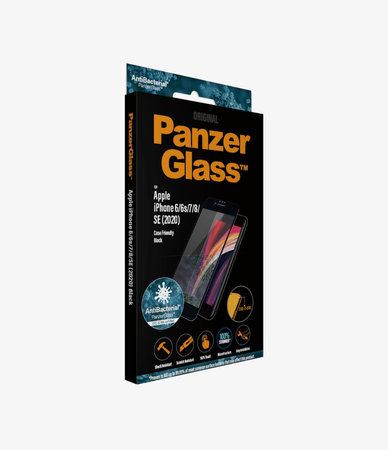 PanzerGlass - Kaljeno Steklo Case Friendly AB za iPhone 6, 6s, 7, 8, SE 2020 in SE 2022, črn