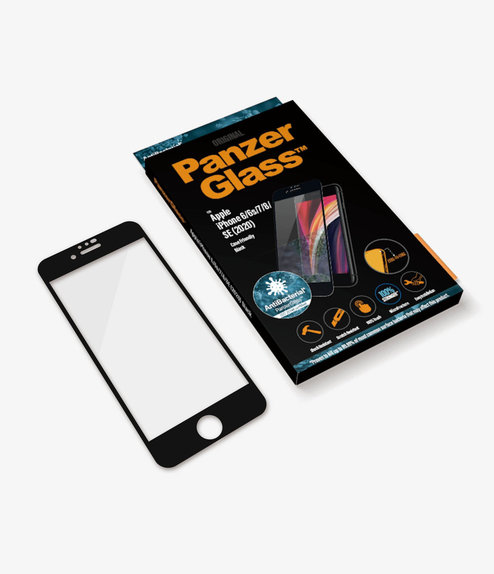 PanzerGlass - Kaljeno Steklo Case Friendly AB za iPhone 6, 6s, 7, 8, SE 2020 in SE 2022, črn