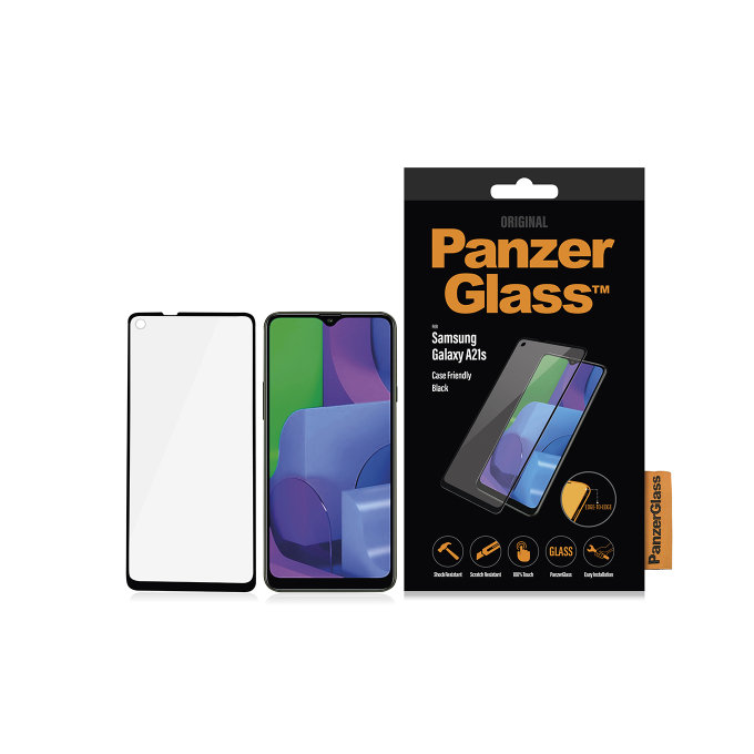 PanzerGlass - Kaljeno Steklo Case Friendly za Samsung Galaxy A21s, črn