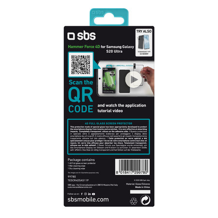 SBS - Tempered Glass 4D Full Glass za Samsung Galaxy S20 Ultra, črne barve