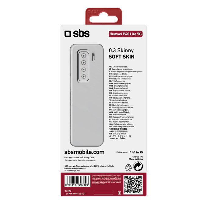 SBS - Ovitek Skinny za Huawei P40 Lite 5G, prozoren
