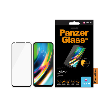 PanzerGlass - Kaljeno Steklo Case Friendly za Motorola Moto G9 Plus, črn