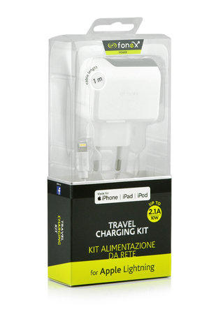 Fonex - USB polnilec + USB / Lightning kabel, 10 W, bel