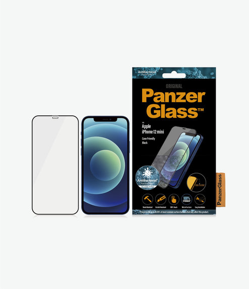 PanzerGlass - Kaljeno Steklo Case Friendly AB za iPhone 12 mini, črn