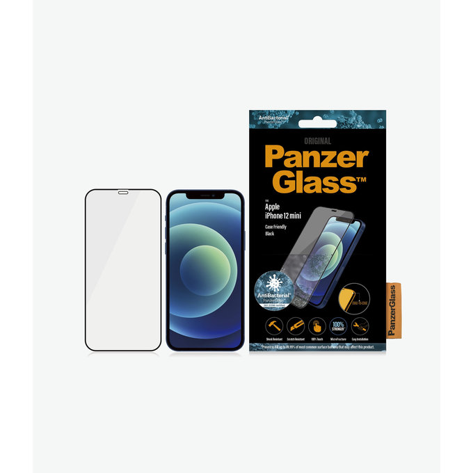 PanzerGlass - Kaljeno Steklo Case Friendly AB za iPhone 12 mini, črn