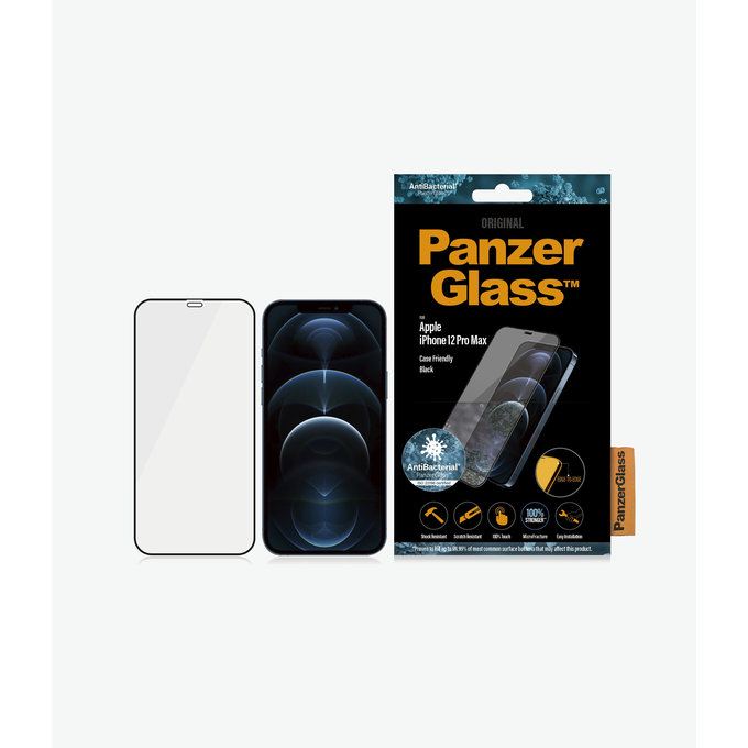 PanzerGlass - Kaljeno Steklo Case Friendly AB za iPhone 12 Pro Max, črn