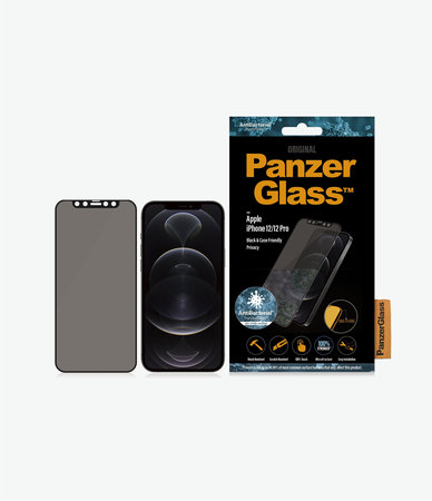 PanzerGlass - Kaljeno Steklo Privacy Case Friendly AB za iPhone 12 in 12 Pro, črn