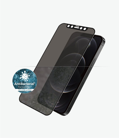 PanzerGlass - Kaljeno Steklo Privacy Case Friendly AB za iPhone 12 in 12 Pro, črn