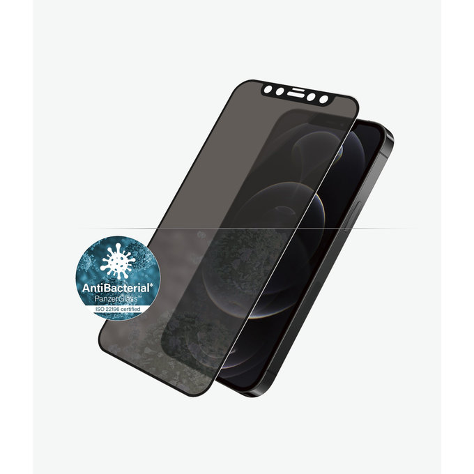 PanzerGlass - Kaljeno Steklo Privacy Case Friendly AB za iPhone 12 in 12 Pro, črn