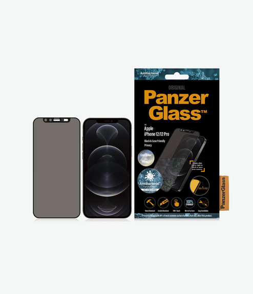 PanzerGlass - Kaljeno Steklo Privacy Case Friendly CamSlider AB za iPhone 12 in 12 Pro, črn