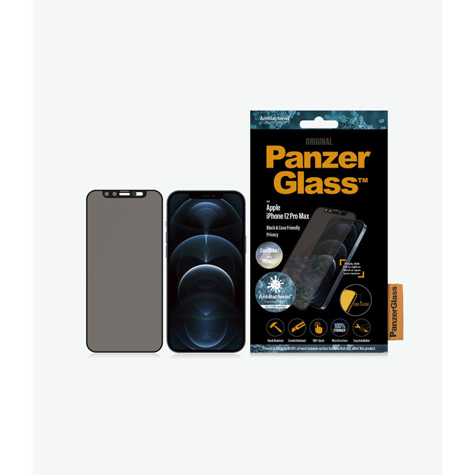 PanzerGlass - Kaljeno Steklo Privacy Case Friendly CamSlider AB za iPhone 12 Pro Max, črn