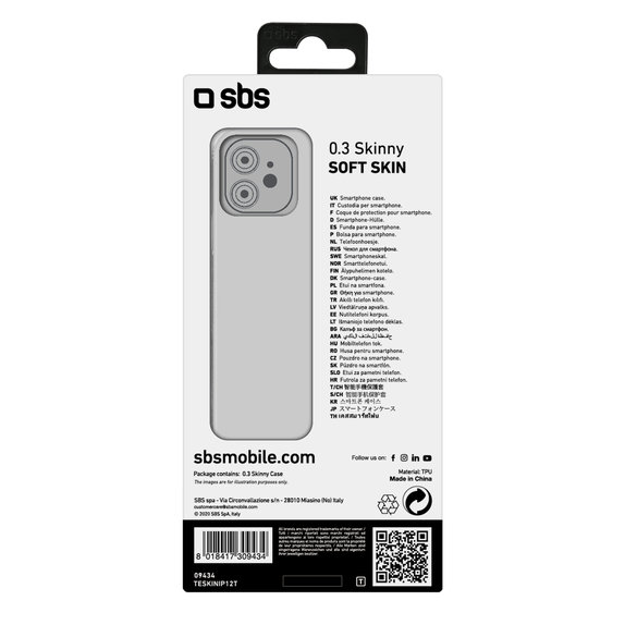 SBS - Ovitek Skinny za iPhone 12 mini, prozoren