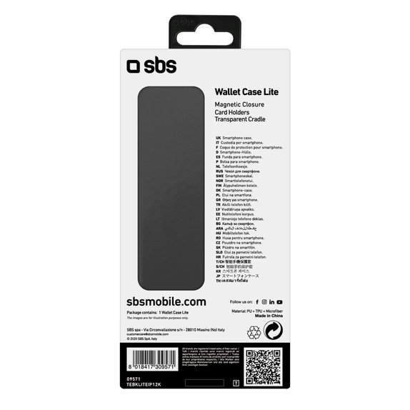 SBS - Ovitek Book Wallet Lite za iPhone 12 mini, črn