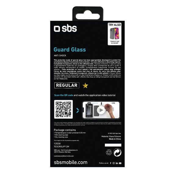 SBS - Tempered Glass za iPhone 12 in 12 Pro, prozorno