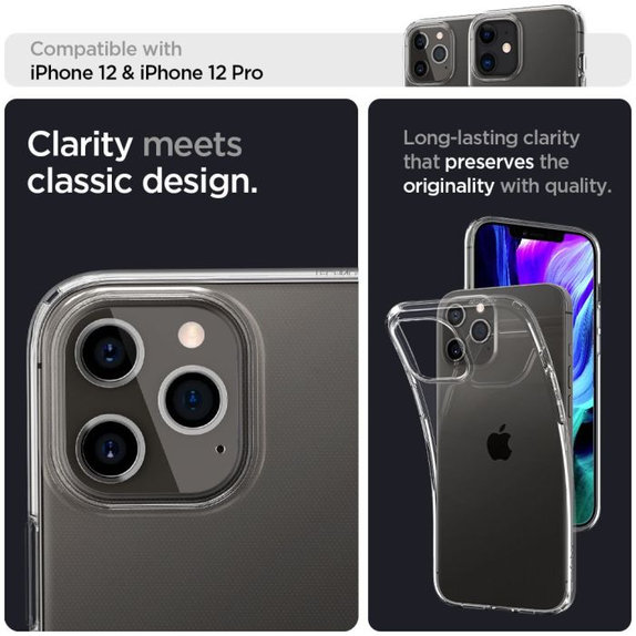 Spigen - Ovitek Liquid Crystal za iPhone 12 i 12 Pro, Crystal Clear