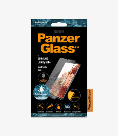 PanzerGlass - Kaljeno Steklo Case Friendly AB za Samsung Galaxy S21+, Fingerprint komp., črn
